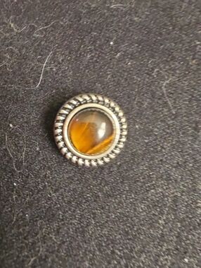 STYLE DOTS Original Tiger's Eye Round Silver-Tone Snap - Brown